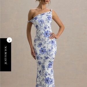 Lita blue floral twisted asymmetric maxi dress